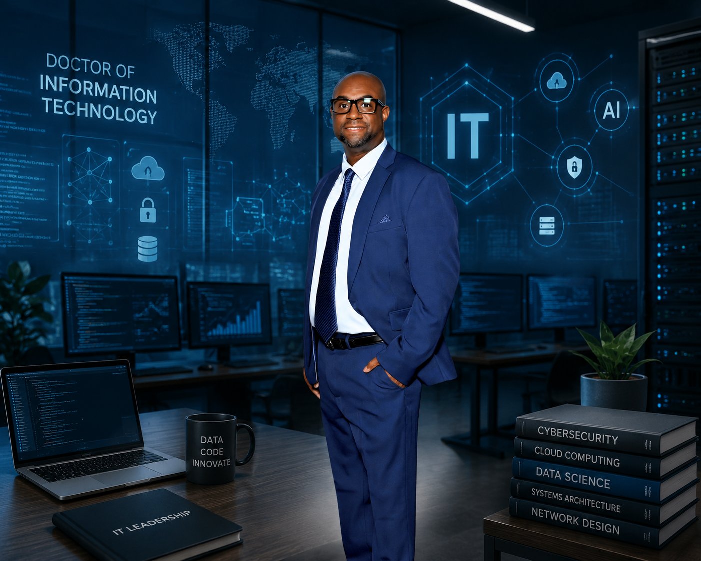 Dr. Shawn C. Brown, DIT, in an enterprise technology workspace
